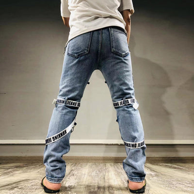Jeans Slim Fit Azul Marino con Cierre y Rotos Modernos - Image 15