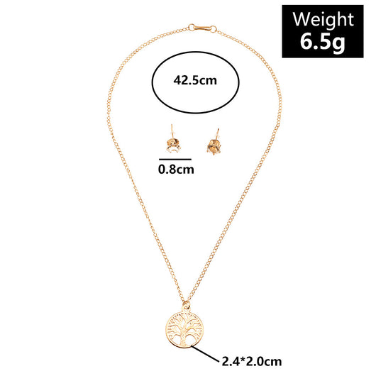 Conjunto de Aretes y Collar con Estrella de Cinco Puntas y Piña - Diseño Moderno - Image 4