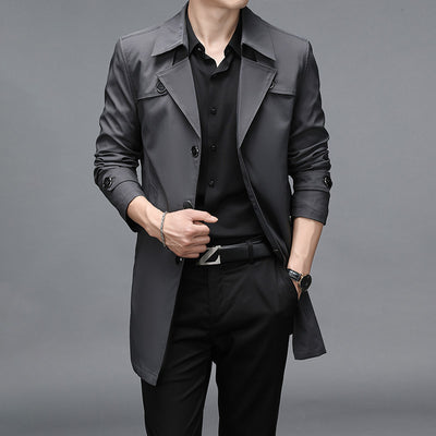 Chaqueta Cortaviento Larga para Hombre - Diseño Clásico Botones Tallas Grandes - Image 3