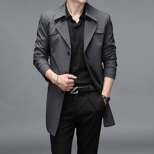 Chaqueta Cortaviento Larga para Hombre - Diseño Clásico Botones Tallas Grandes - Image 3