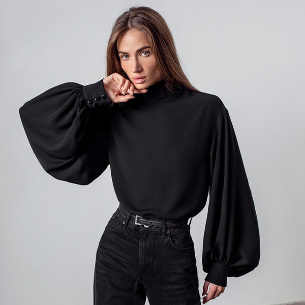 Blusa Elegante de Cintura Alta con Mangas Acampanadas
