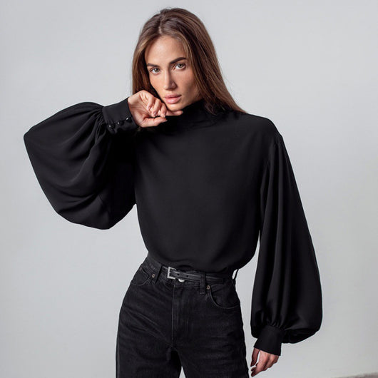 Blusa Elegante de Cintura Alta con Mangas Acampanadas