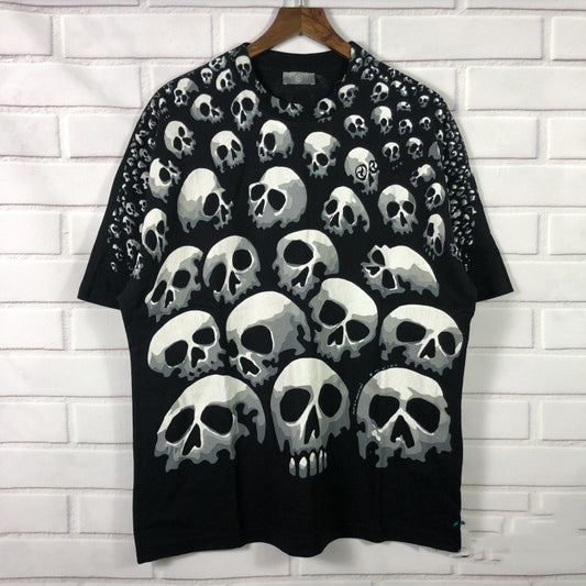 Camiseta Rap Rock Calavera Densa Manga Corta