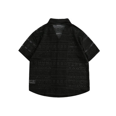 Camisa Cubana Pareja Hueca Cuello Abierto Manga Corta - Image 16