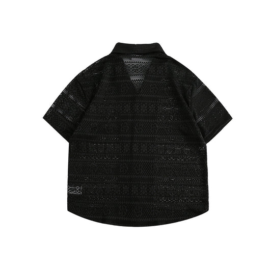 Camisa Cubana Pareja Hueca Cuello Abierto Manga Corta - Image 16