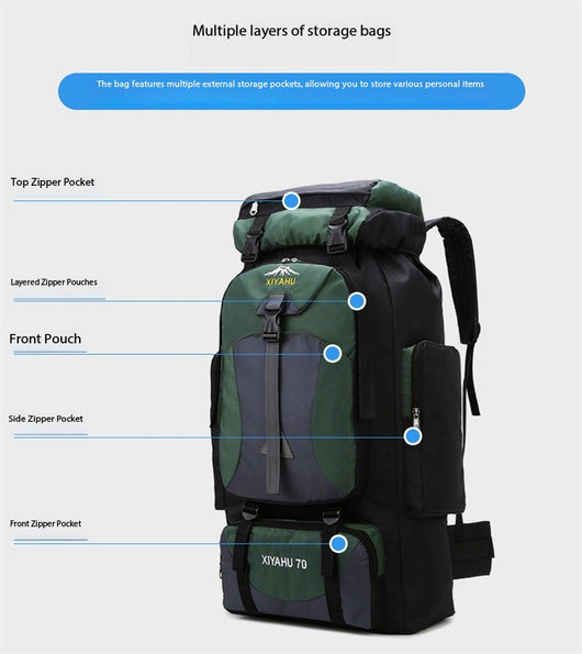 Mochila de Trekking 70L para Senderismo, Camping y Viajes de Aventura - Image 15