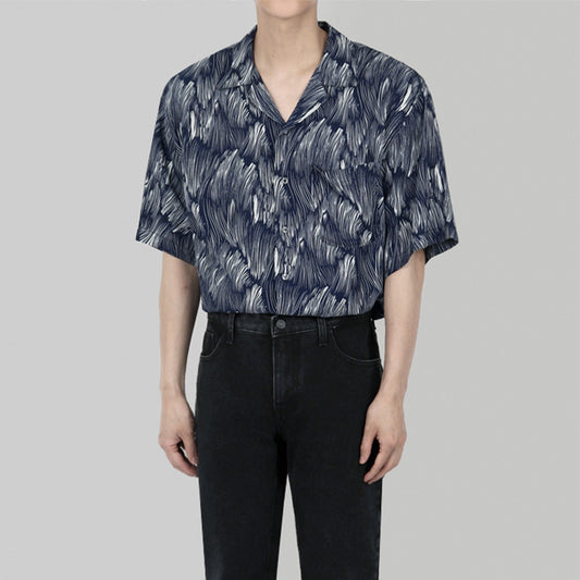 Camisa Estampada Floral para Hombre de Manga Corta