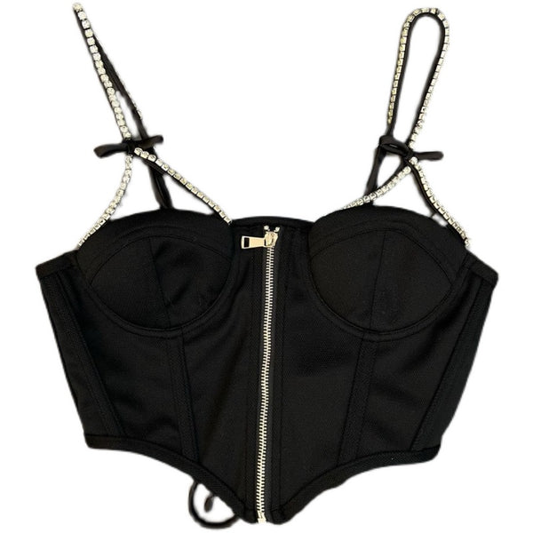 Blusa Negra Tipo Tank con Lazada y Cierre en los Hombros - Image 5