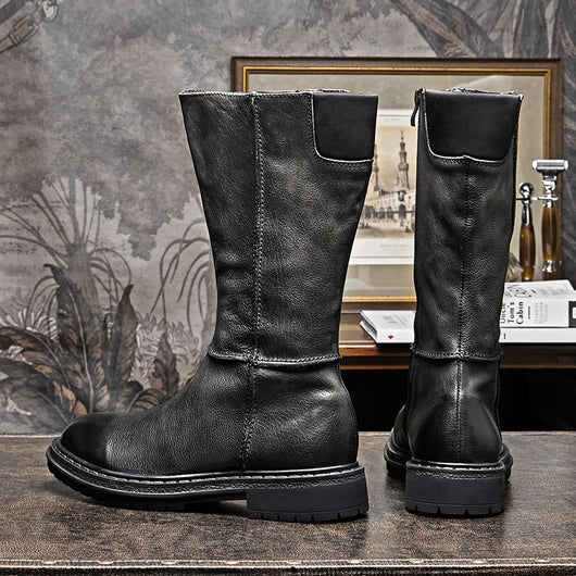 Botas de Cuero Artesanales para Hombre con Suela Gruesa Vintage - Image 9