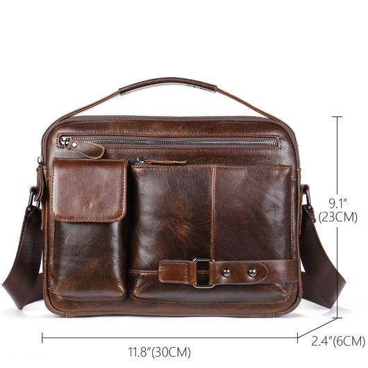 Bolsa Mensajera de Cuero Genuino con Acabado Encerado para Hombre - Image 6