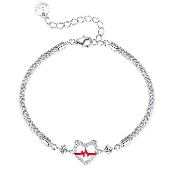 Pulsera de Plata S925 con Diseño de Latido Cardíaco para Parejas - Image 3