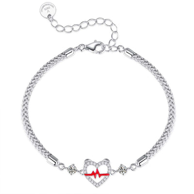 Pulsera de Plata S925 con Diseño de Latido Cardíaco para Parejas - Image 3