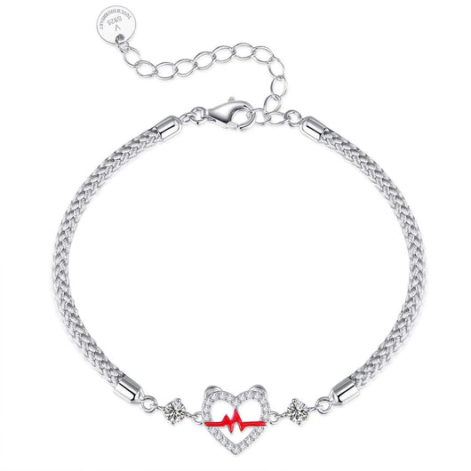 Pulsera de Plata S925 con Diseño de Latido Cardíaco para Parejas - Image 3