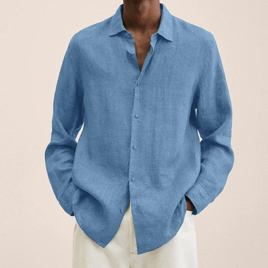 Camisa Cardigan Holgada con Solapa para Hombre - Botones Frontales - Image 10