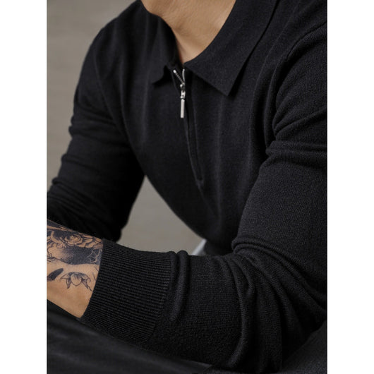 Suéter Polo de Manga Larga con Cierre Medio para Hombre - Image 7