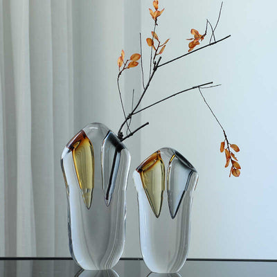 Jarrón de Cristal Nórdico Amarillo Lujo Moderno - Grosor Premium