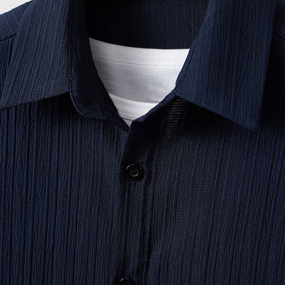 Camisa Manga Corta a Rayas con Solapa de Traje - Image 4