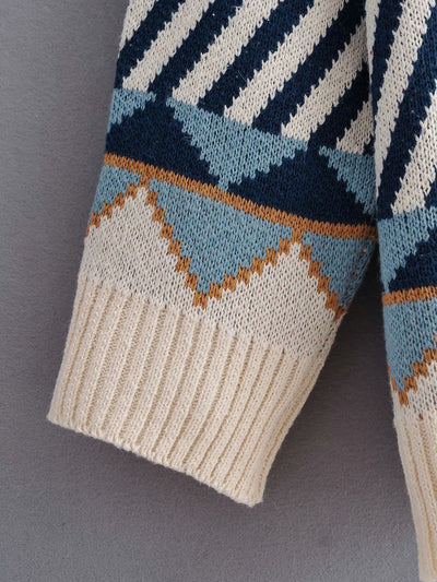 Cardigan Suelto Jacquard Diamond Block - Abrigo Tejido - Image 11