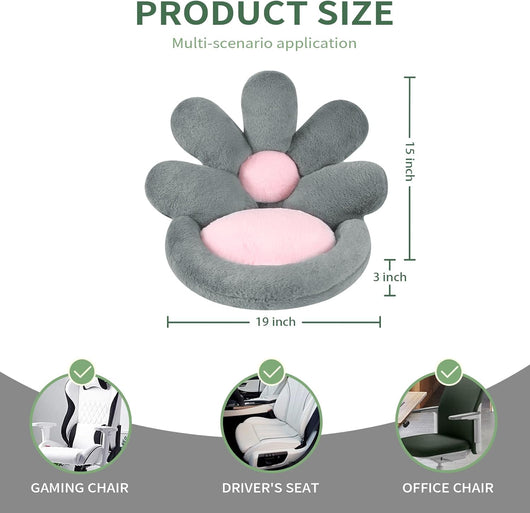 Cojín Nido Redondo para Gatos y Gamers - Asiento Floral Kawaii 19 Pulgadas Gris - Image 6