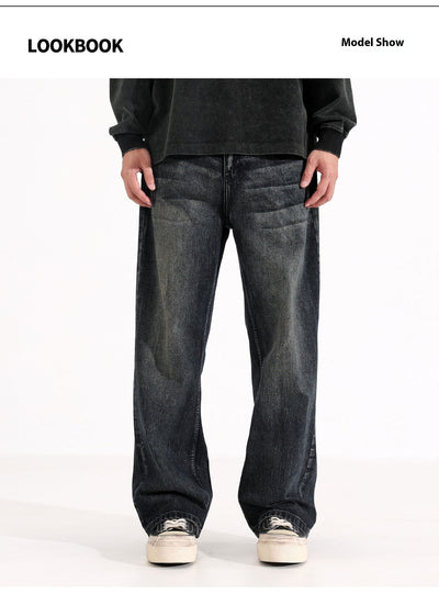 Pantalones Vaqueros Rectos Holgados Estilo Retro Americano para Hombre - Image 11