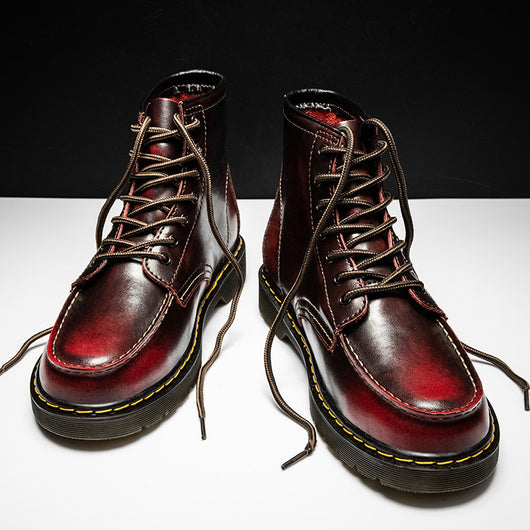 Botas Martin de Cuero Genuino Estilo Británico Premium con Forro de Cachemira
