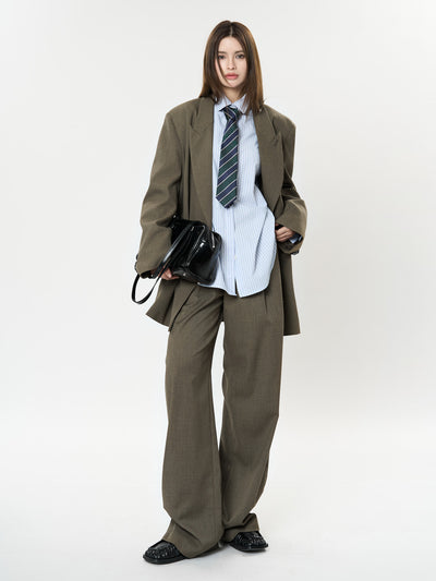 Pantalones Casuales Rectos con Corte Vertical y Acabado Liso - Image 11