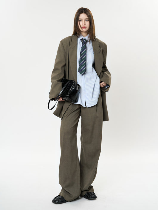 Pantalones Casuales Rectos con Corte Vertical y Acabado Liso - Image 11