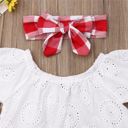 Conjunto Elegante: Blusa Hombro Descubierto con Encaje Bordado y Short Cuadrille + Accesorios - Image 3