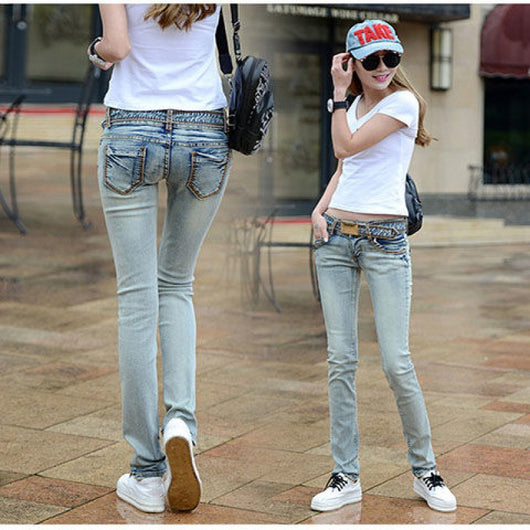 Pantalones Jeans Ajustados Cintura Baja Tono Claro para Mujer - Image 10