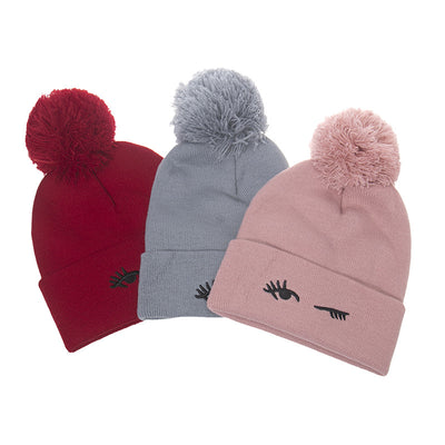 Gorro Tejido Grueso con Bordado de Lana y Terciopelo