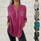 Blusa Casual V-Neck con Bolsillos y Parches Lentejuelas para Mujer