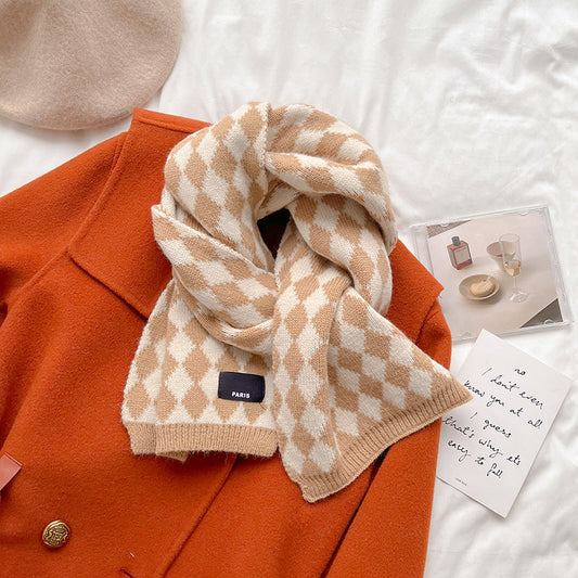 Bufanda Larga de Lana Tejida Coreana Premium para Invierno