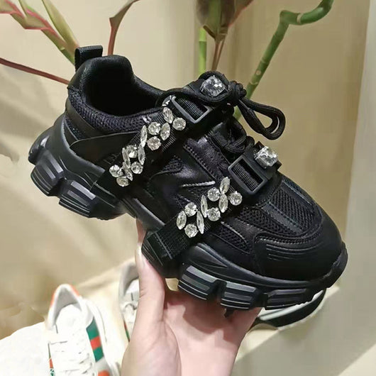 Zapatillas Blancas Transpirables con Plataforma Gruesa y Detalles de Cristal para Mujer - Image 11