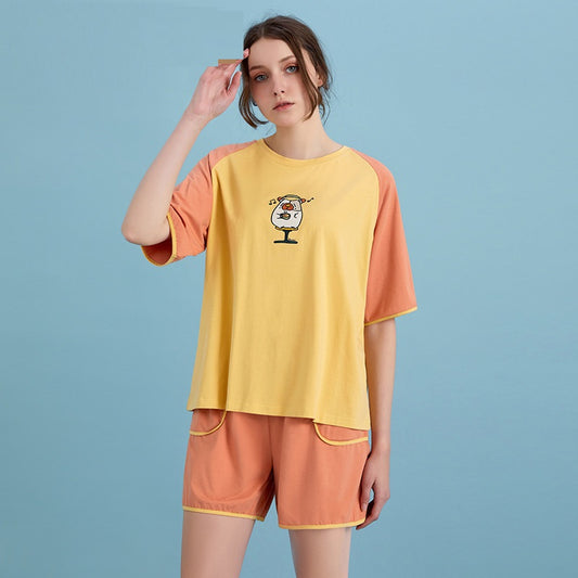 Pijama Corto para Mujer con Estampado Cartoon y Combinación de Colores - Image 2