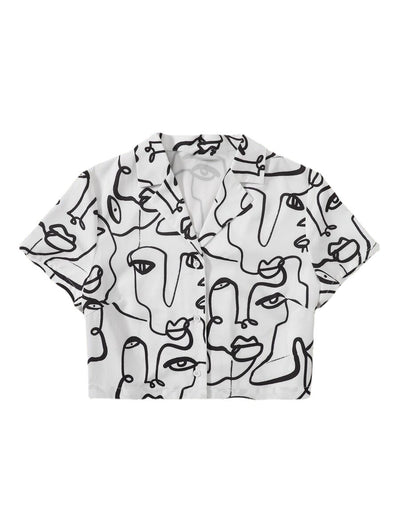 Camisa Estampada de Solapa Única Largo Medio - Image 3