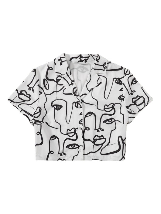 Camisa Estampada de Solapa Única Largo Medio - Image 3