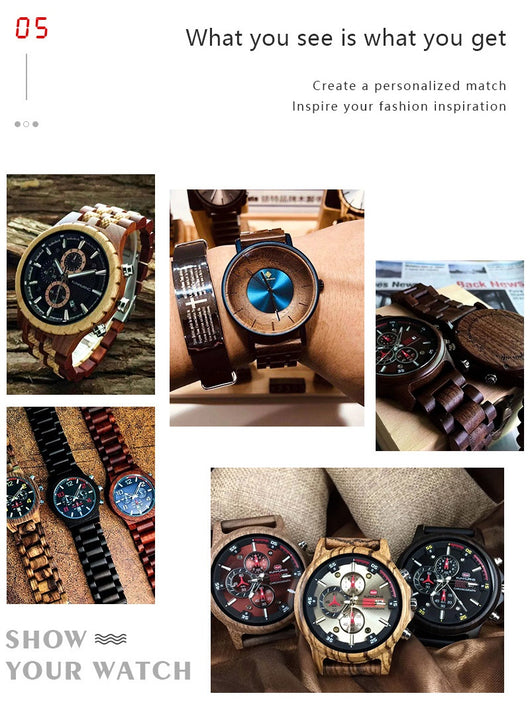 Reloj Deportivo de Madera Multifuncional con Movimiento de Cuarzo - Image 10