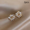 Cat's Eye Flower Earrings High Sense Opal Square Triangle Geometry Earrings Plateado needle 2pcs