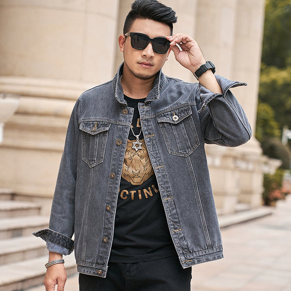 Chaqueta Denim Premium para Hombre Talla Grande con Forro de Terciopelo
