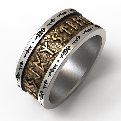 Anillo de Cobre con Runas Vikingas e Incrustación de Plata para Hombre - Image 4