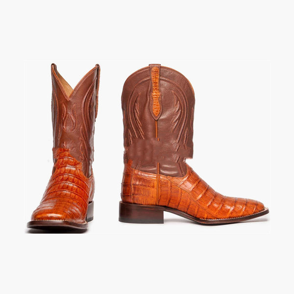 Botas Puntiagudas para Hombre con Costura Ribeteada y Bordado Escocés