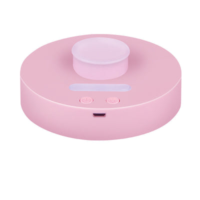White round portable USB humidifier with a night light, single fog outlet, and two control buttons. - Image 6