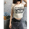 Top Curto Ajustado de Cintura Alta Estilo Hot Girl