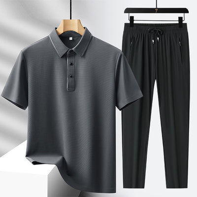 Conjunto Deportivo Polo y Pantalón Ice Silk sin Costuras - Lujo Ligero - Image 8
