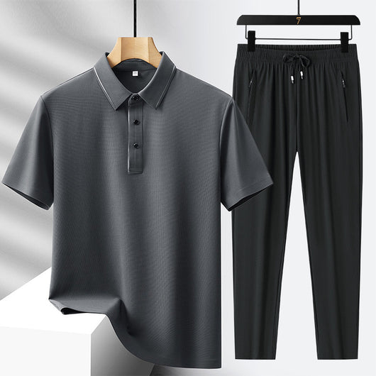 Conjunto Deportivo Polo y Pantalón Ice Silk sin Costuras - Lujo Ligero - Image 8