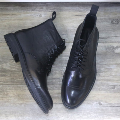 Botas Formales de Cuero Negro con Punta Redonda para Hombre - Image 5