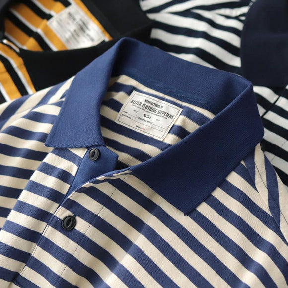 Camisa Retrô Masculina Listrada - Gola Larga Solta e Fresca