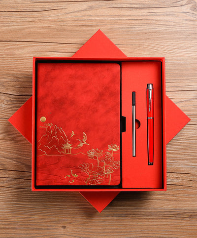 Set de Cuaderno A5 Estilo Chino Vintage para Negocios y Oficina en Caja de Regalo - Image 24