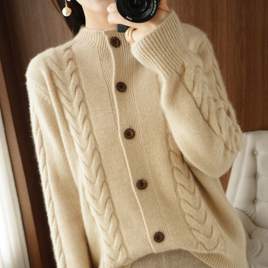 Cardigan Tejido Grueso con Solapa Suelta y Textura Retorcida - Image 9