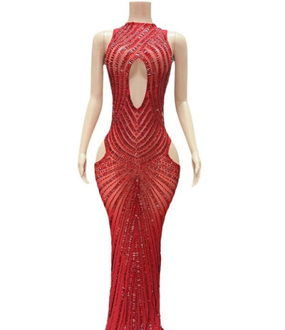 Vestido de Fiesta Transparente con Detalles Calados para Escenario y Noche - Image 10